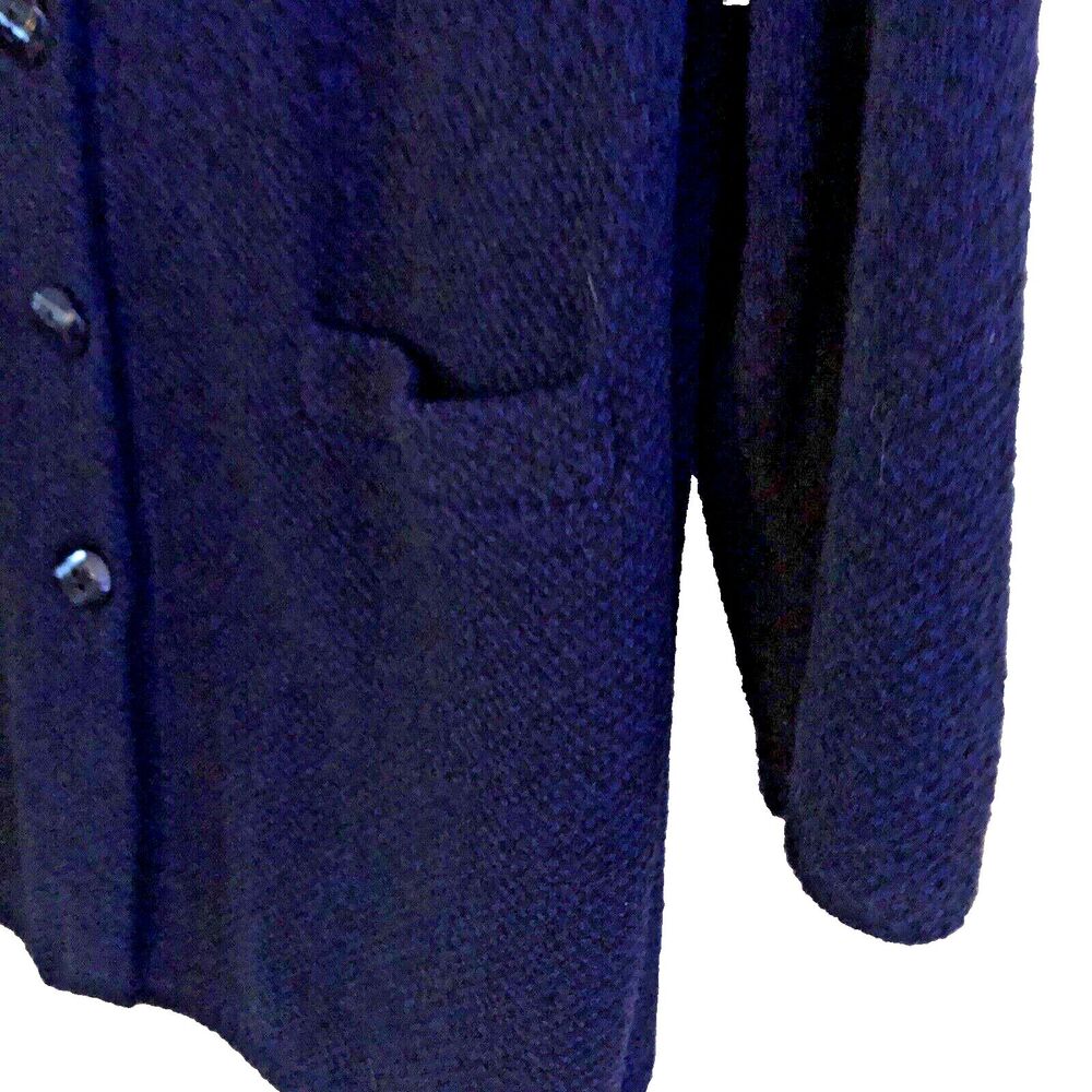 Stizzoli Wool Boucle Knit Oversized Cardigan Womens 18 Navy Sweater Jacket Italy - Picture 5 of 15